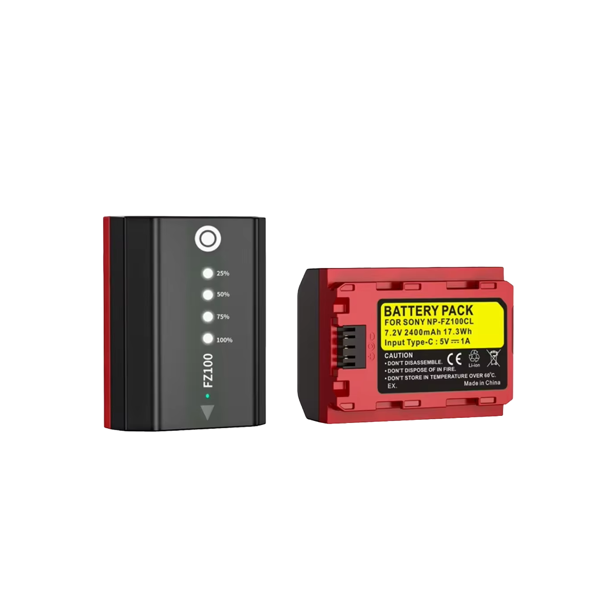 Recharge GO Sony NP-FZ100 2600 mAh kamerabatteri med USB-C